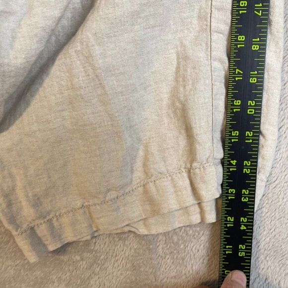Liz Claiborne Women's Cargo Pants Size 16 Beige 100% Linen Casual Wide Leg Crop - Picture 5 of 16